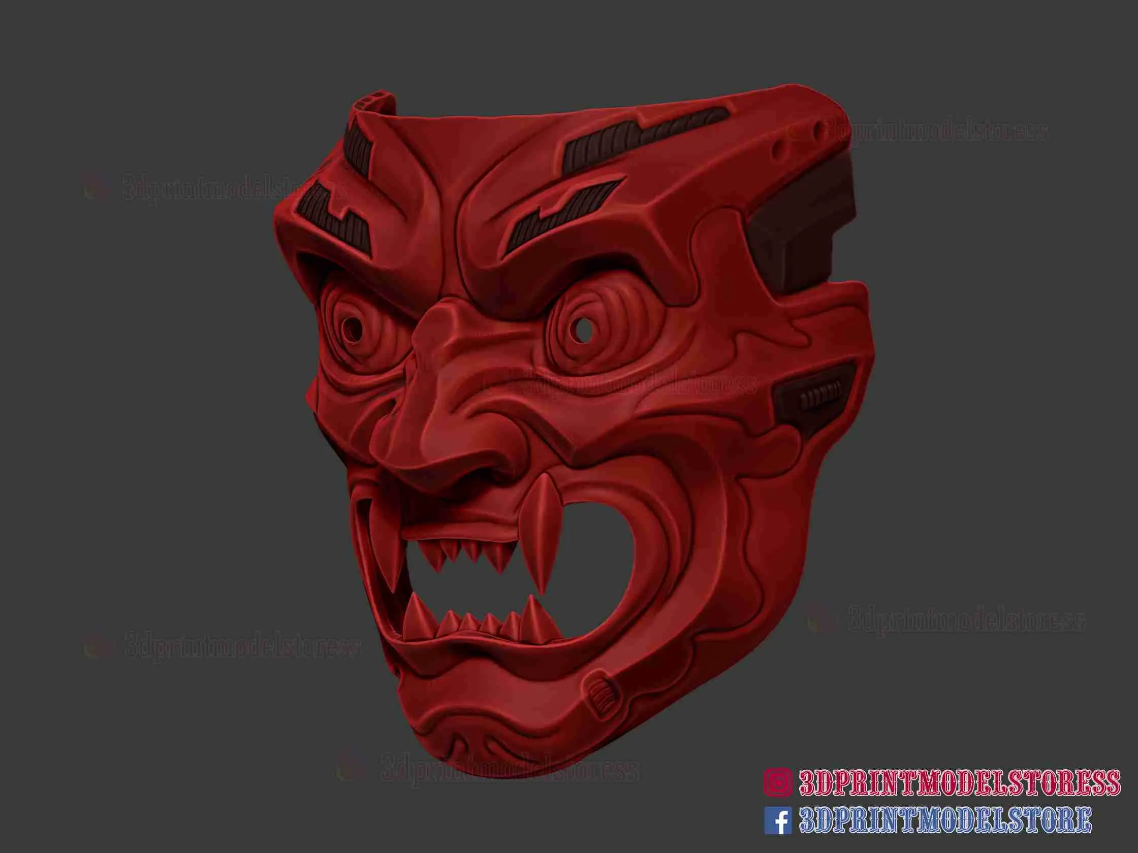 Cyborg Oni Samurai Mask - Japanese Kitsune Demon