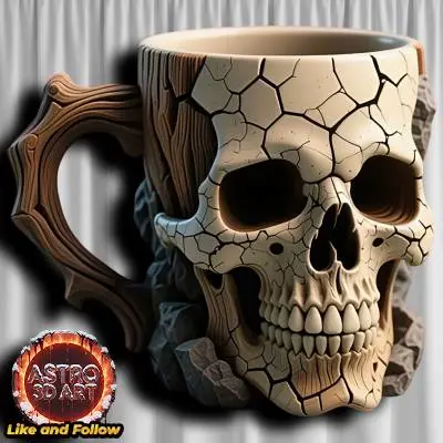 Skull Wood Stone Mug