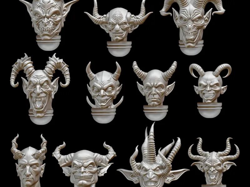 Infernal Faces Bundle – 3D Printable Demon Heads