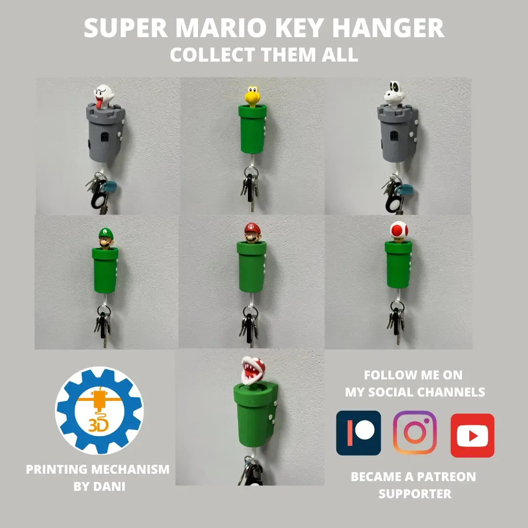 TOAD KEY HANGER SUPER MARIO WALL MOUNTED for HOME FAMILY