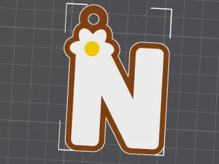 N capital letter flower keychain