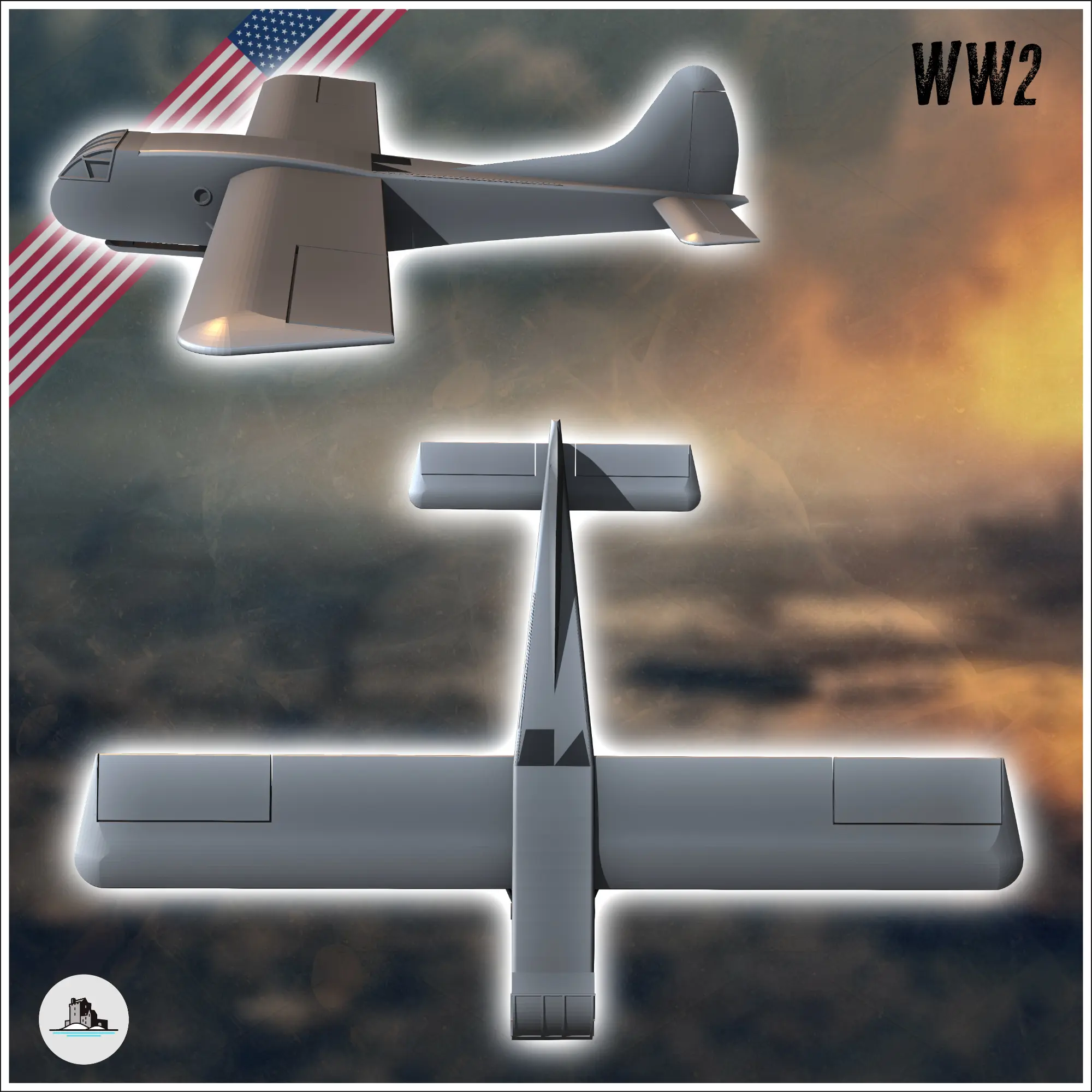 Waco CG-4 Hadrian US American troop cargo military glider  -