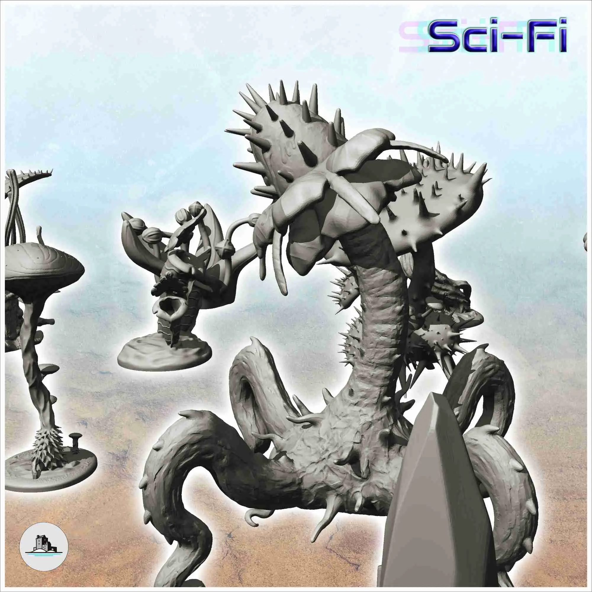 Set of nineteen alien plants (2) - science fiction miniature
