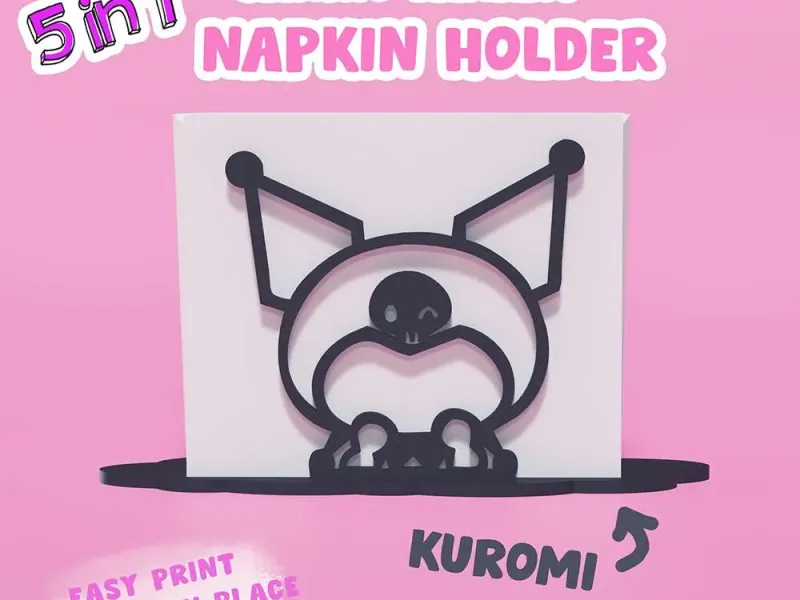 Kuromi Mymelody and Friends Sanrio Fanart Napkin Holder Cute