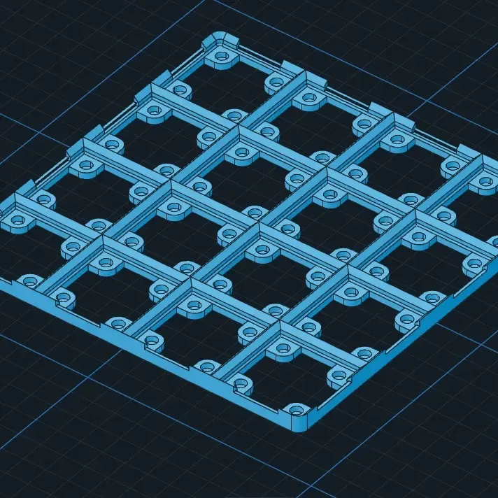 Gridfinity Base 40mm unit 4x4 w Connectors w 4.9x2.5mm magne