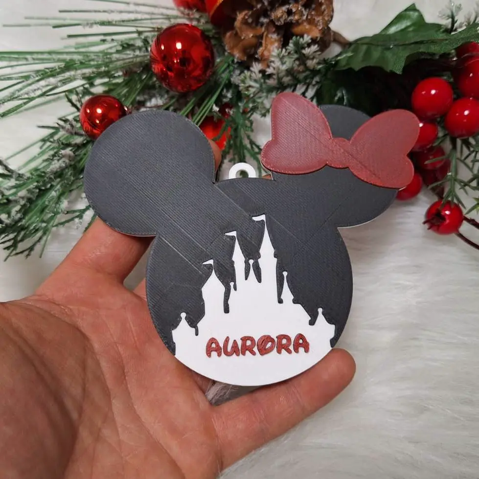 Minnie Head Christmas whit disney Castle and Name