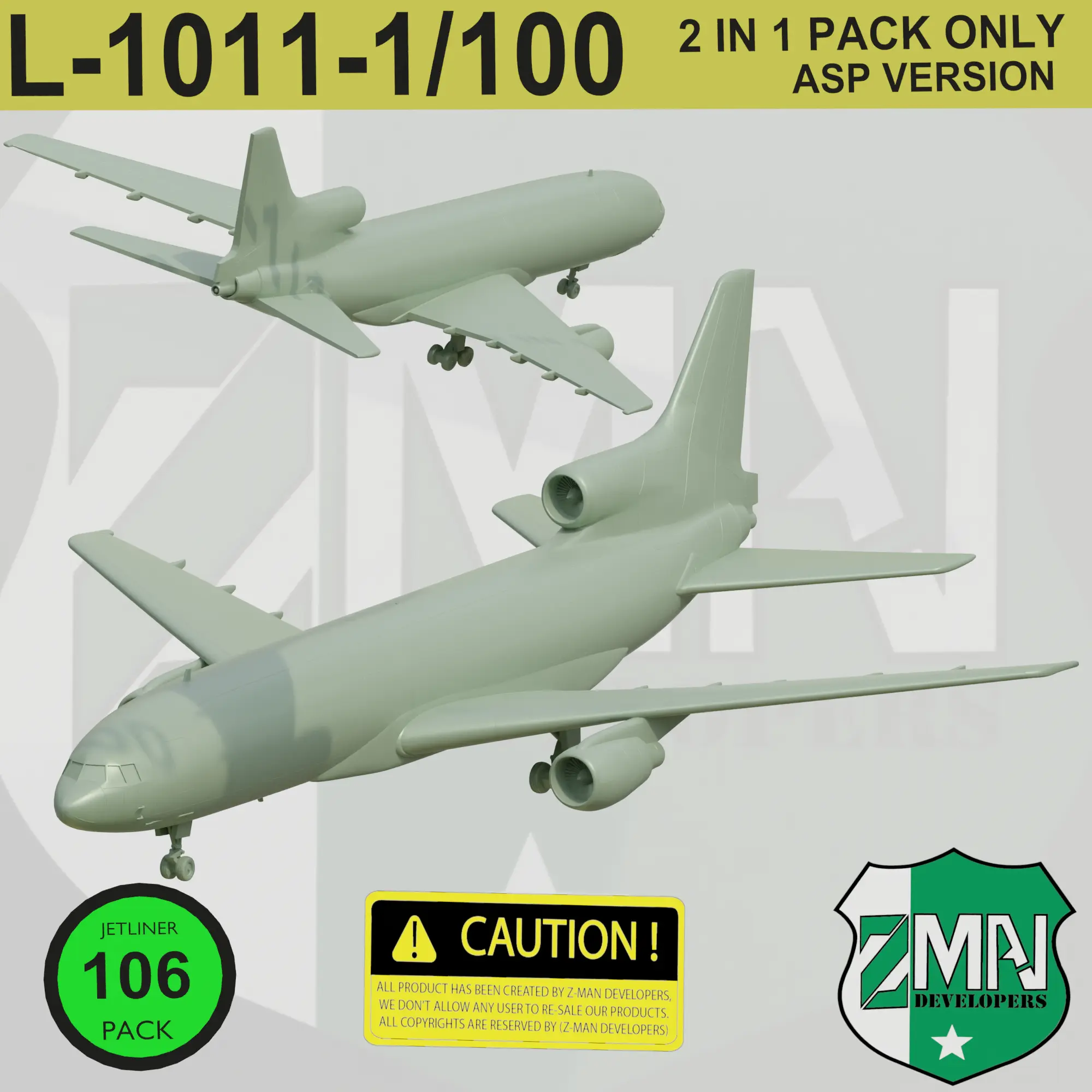 Drones & Aircraft STL Download - L-1011-100 ( SINGLE ASP+STAND) STYLE ...