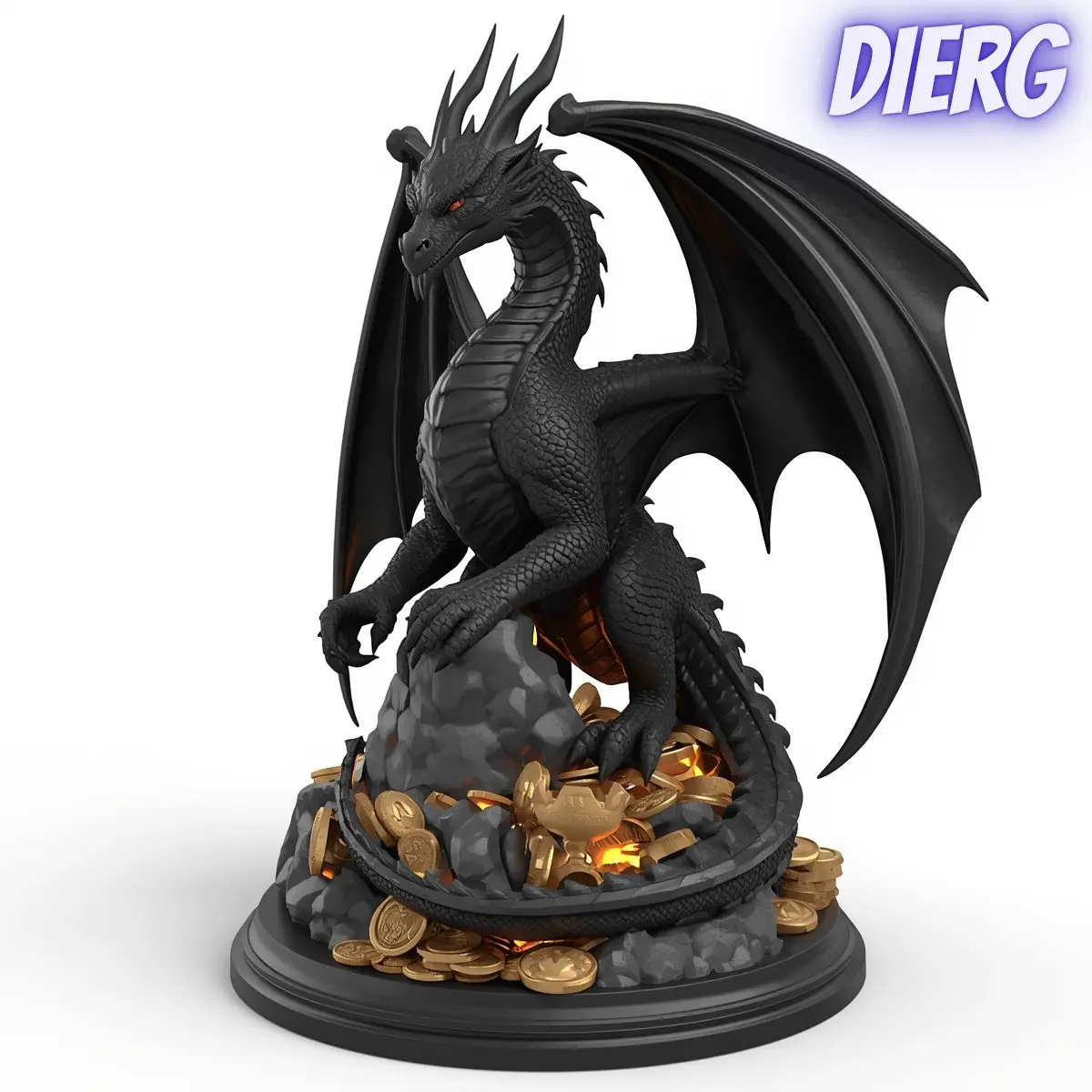 Black Dragon Mythical Beast Figurine and Tabletop Decor