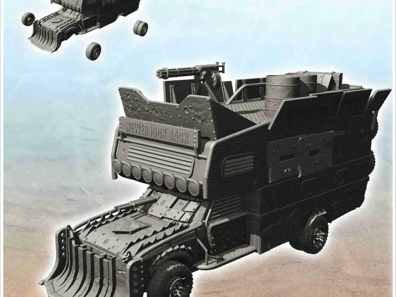 Camionetă post-apo cu platformă înaltă și turelă (8) - sci-