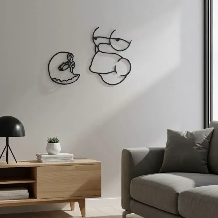 Homer Simpson & Donut - Minimalist Wall Art Silhouette