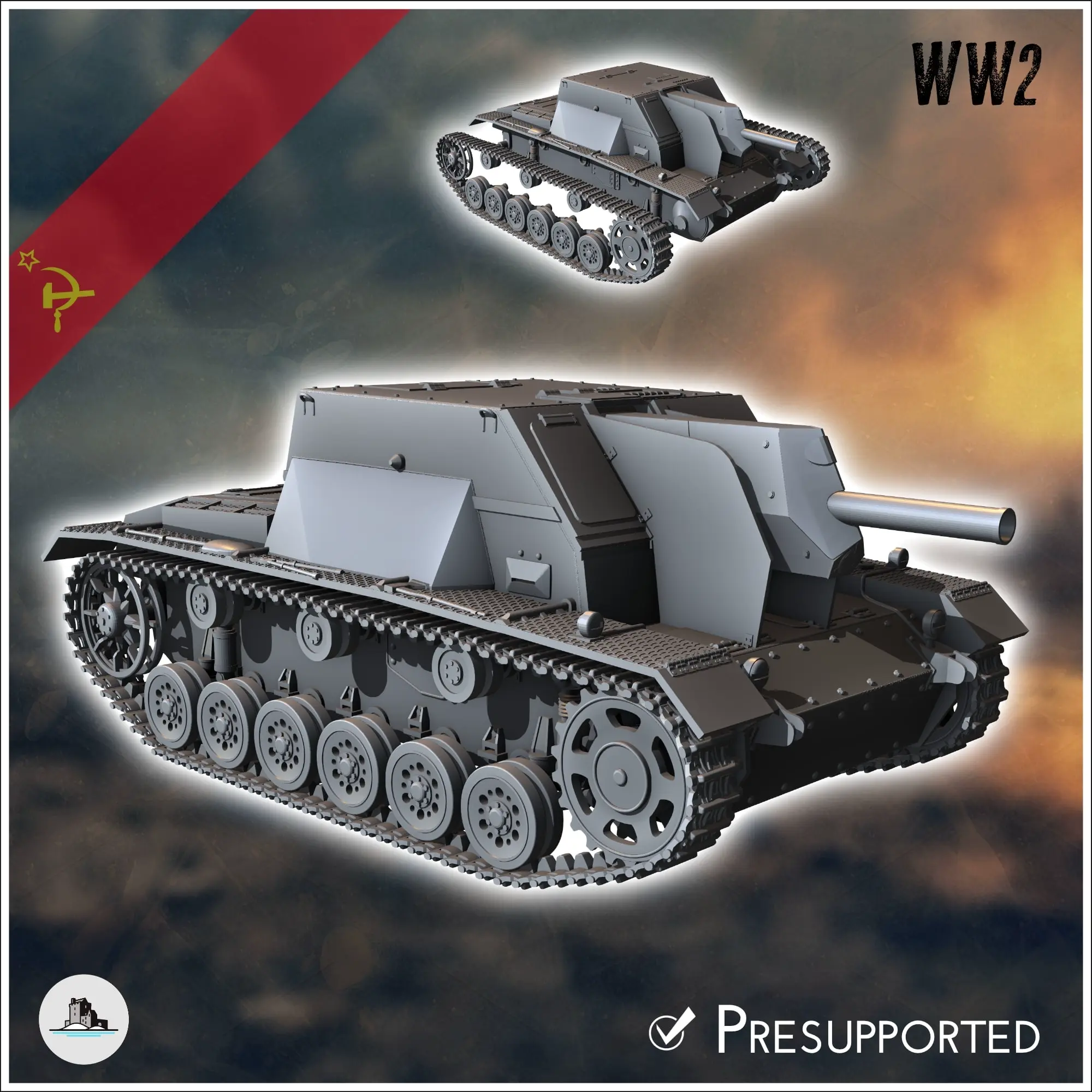 SG-122 122 mm M-30 monteli obüs KMT - 2. Dünya Savaşı minyatür kolu