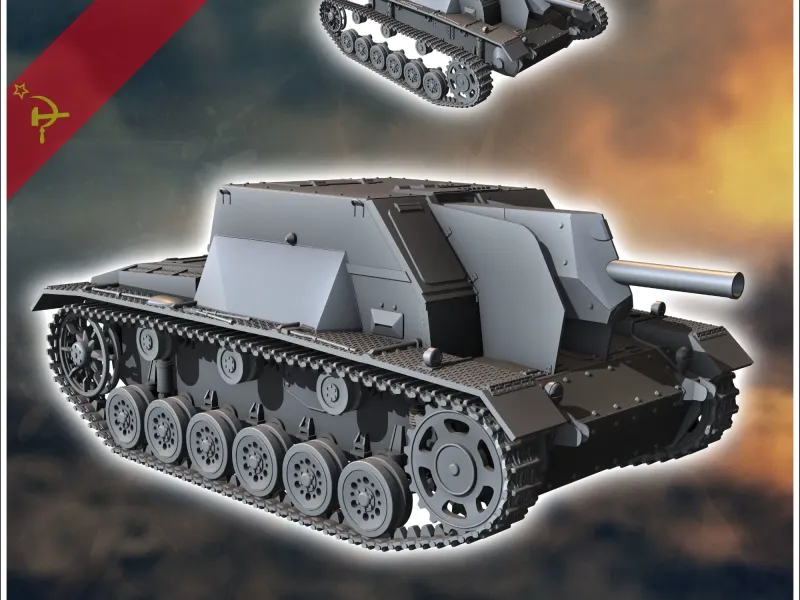 SG-122 122 mm M-30 mounted howitzer SPG - WW2 miniatures arm
