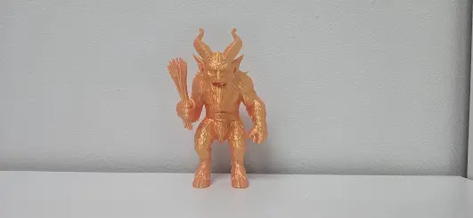 Golden Furry Krampus with Rods Holiday Figure