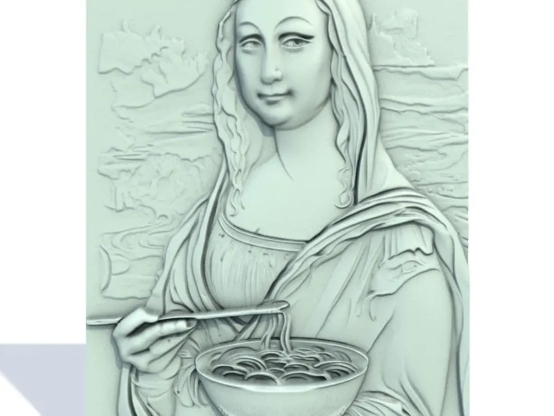 Mona Lisa Eating Ramen Poster