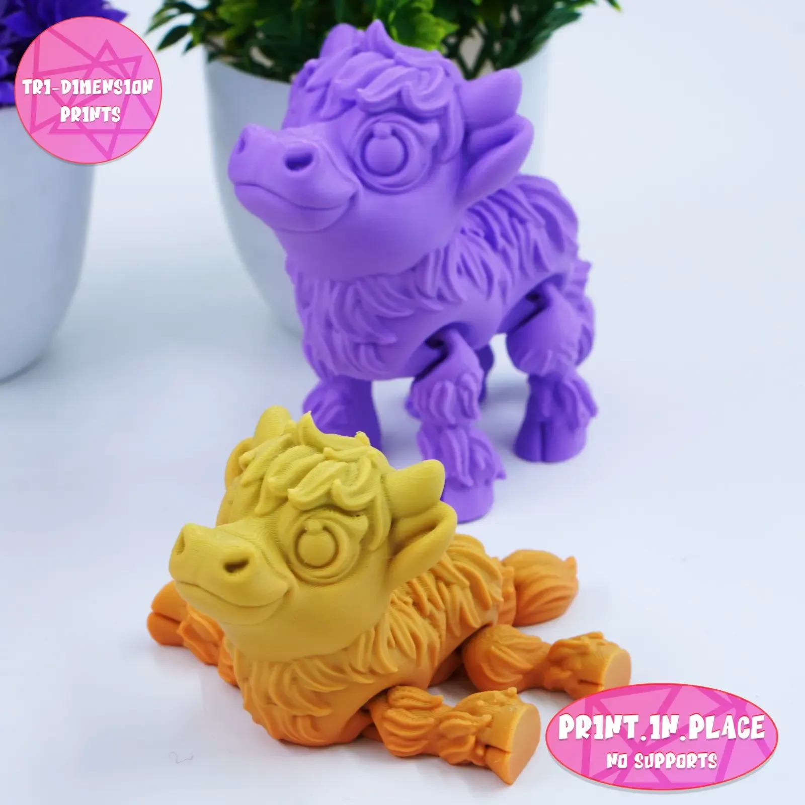 PRINT IN PLACE CUTE FLEXI BABY HIGHLAND COW