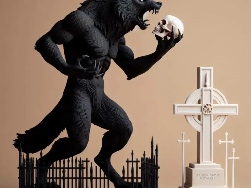2973 Werewolf Howling with Skull – 3D Model  magic  gothic