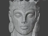 Ancient Maya Planter STL – Decorative Head Flower Pot-2