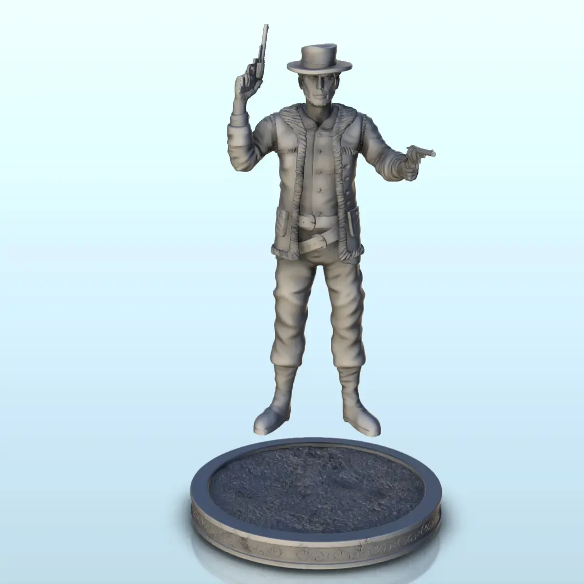 Cowboy with jacket, hat and two guns (3) - Old West Figure