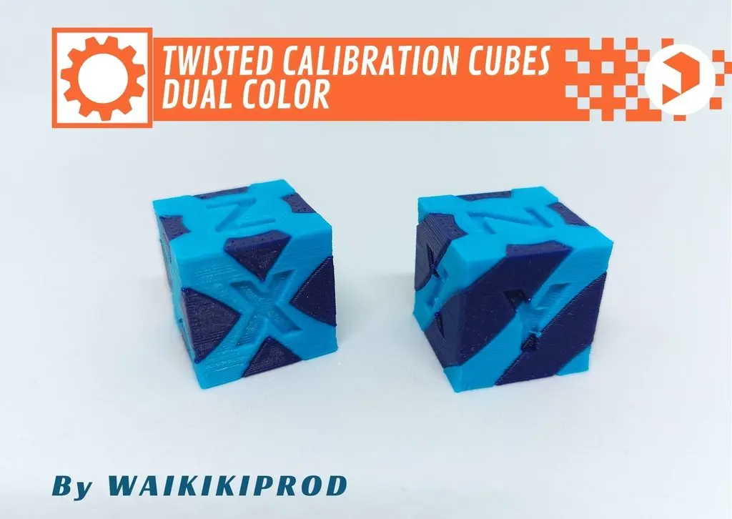 Cubos de calibración XYZ de dos colores trenzados 