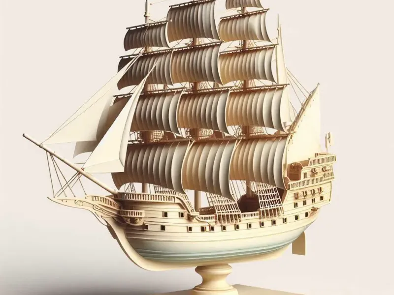 3173 Pirate Sailing Ship with Cannons  Style Minimalist  stl