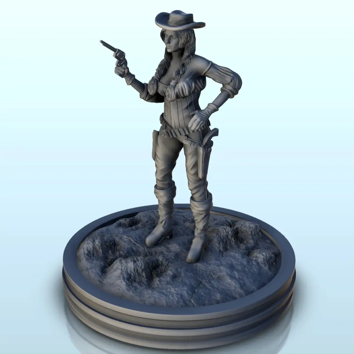 Woman in pigtails with revolver (17) - Old West Figure mini