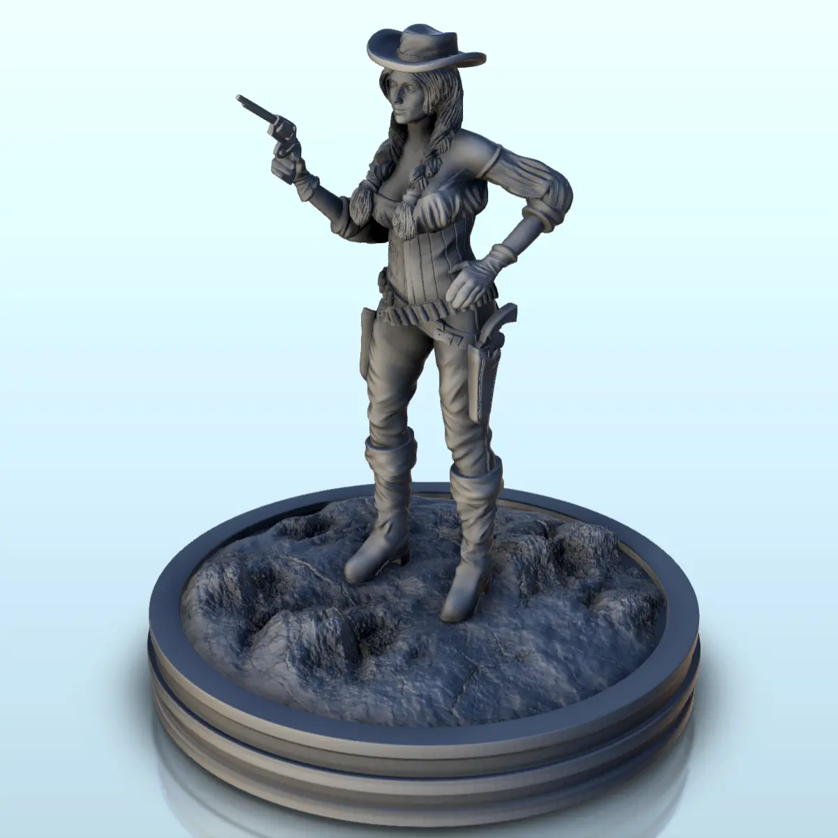 Woman in pigtails with revolver (17) - Old West Figure mini