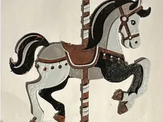 Cheval de carrousel, à plat, 4 couleurs