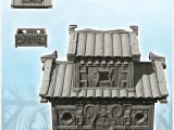 Medieval building with overhanging floor and rounded roof (8-1