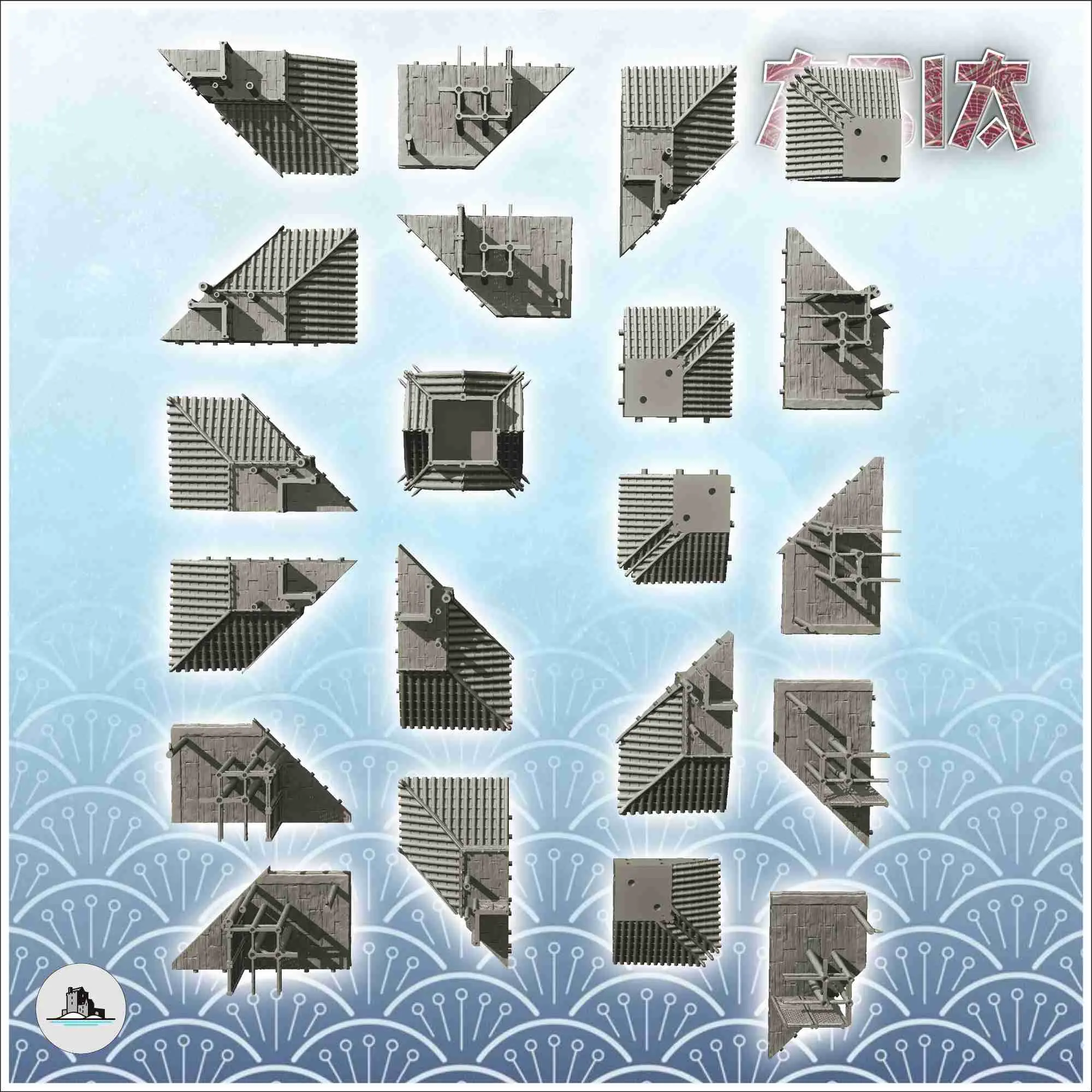 Gran pagoda asiática con plataforma de madera (40) - Japón China Kor