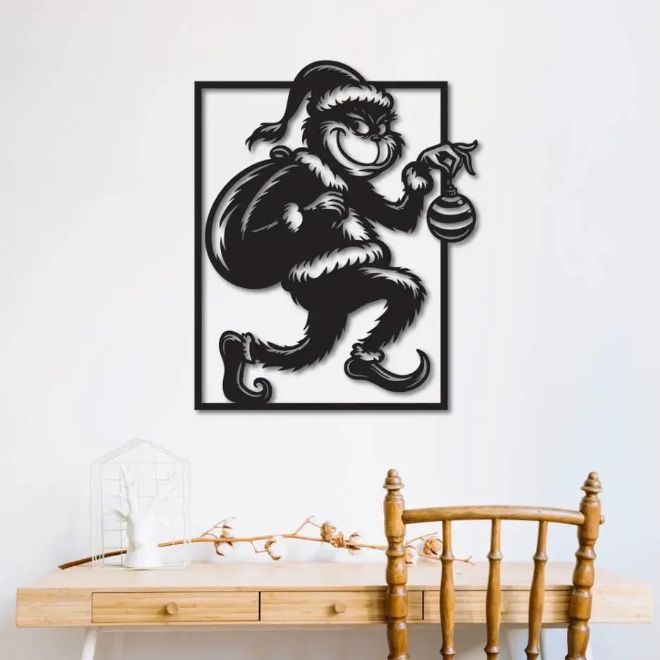 🎅💚The Grinch Stealing Ornaments Wall Art