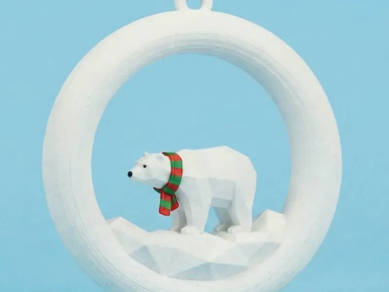 Cute Polar Bear Ornament with Scarf | Christmas Decor
