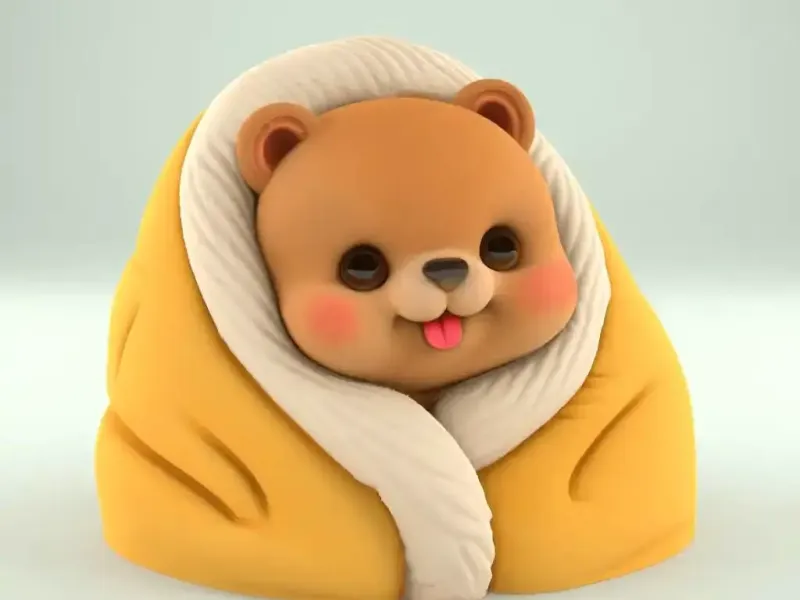 Cozy Bear in Blanket STL Cute Desk Decor