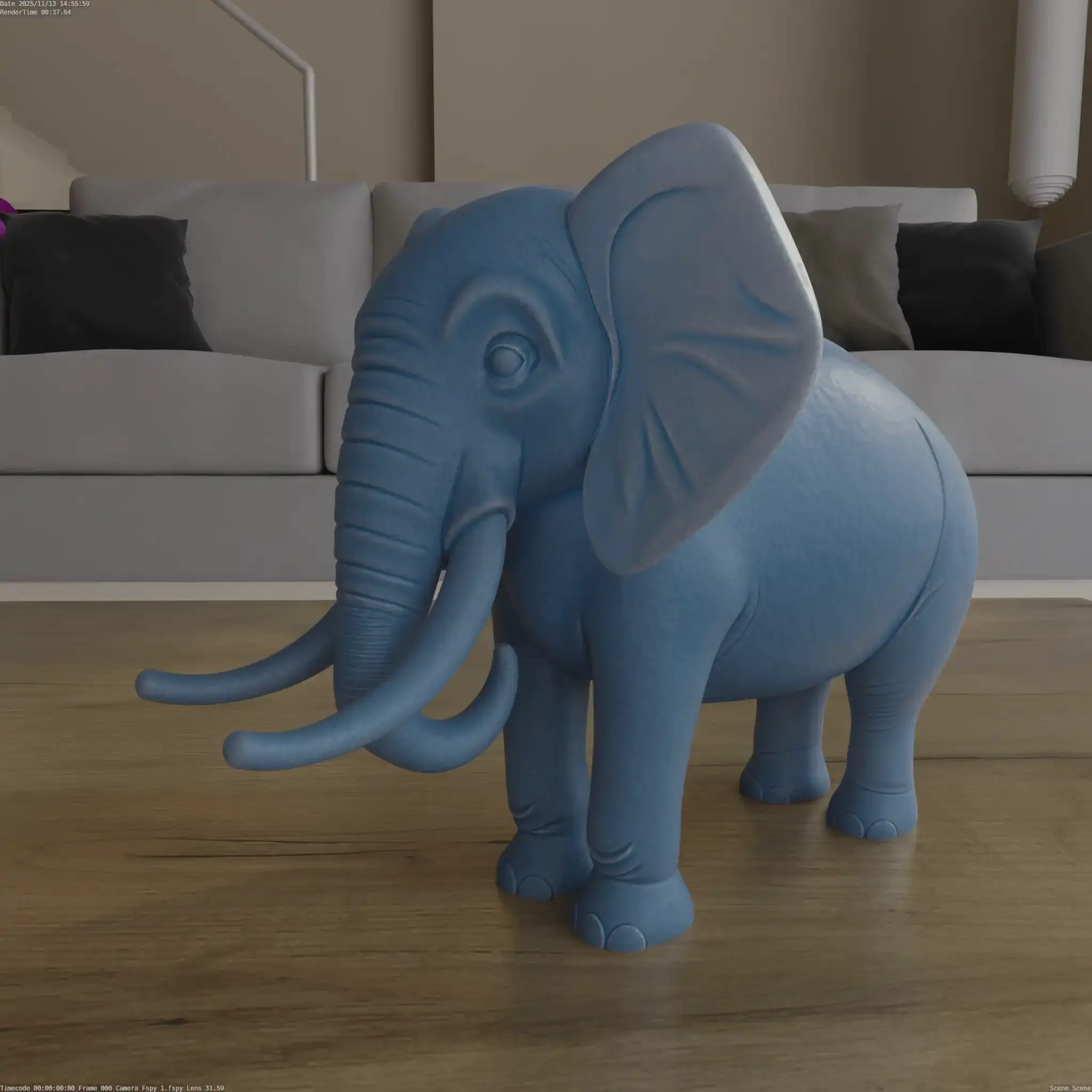 Charming Elephant STL 3D Model Digital Sculpture Print
