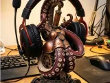 Steampunk Octopus Headphone Stand Bronze Gear Desk Setup-0