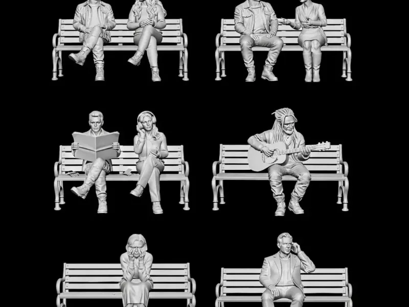 Realistic Bench Scene Diorama Miniature Set - 3D PRINTABLE