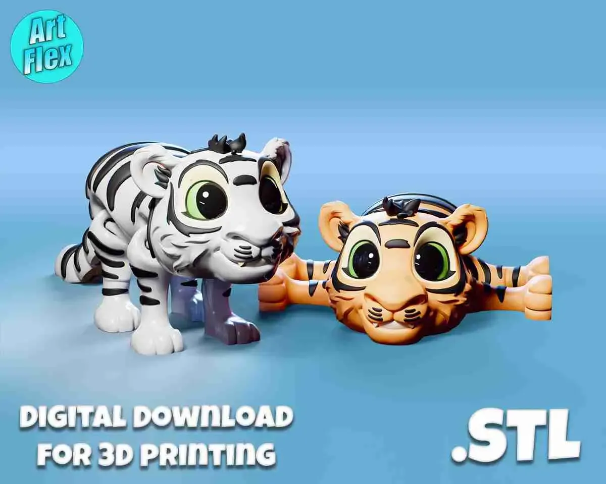 Cute Flexi Tiger Print In Place STL File
