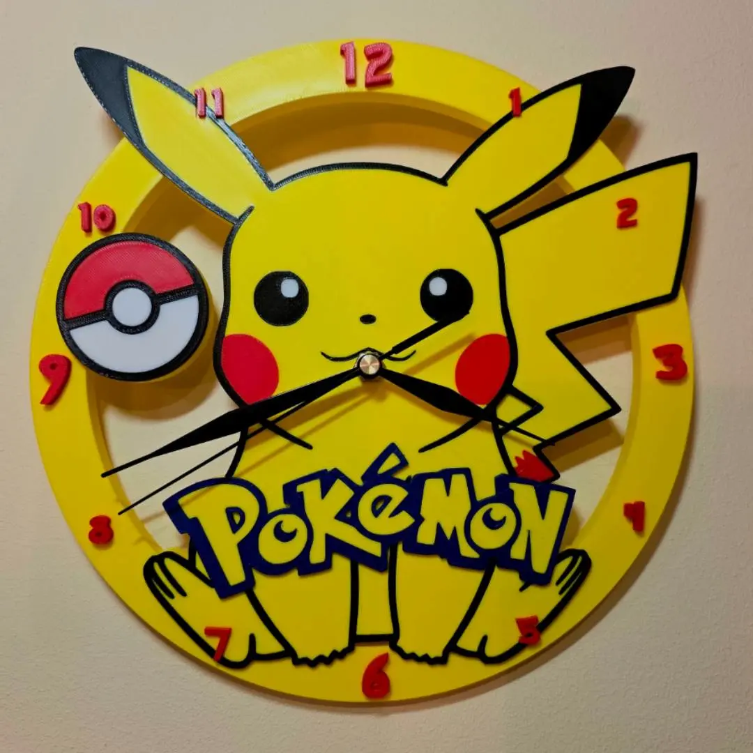 Archivo 3D RELOJ DE PARED POKÉMON PIKACHU, PICHU/ Wall Clock 🕰️·Plan