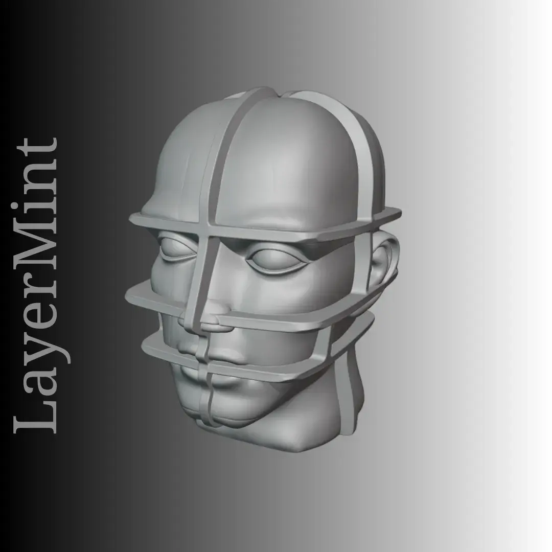 Sculptures & Artworks STL Download - Abstract Human Face Split Mask ...