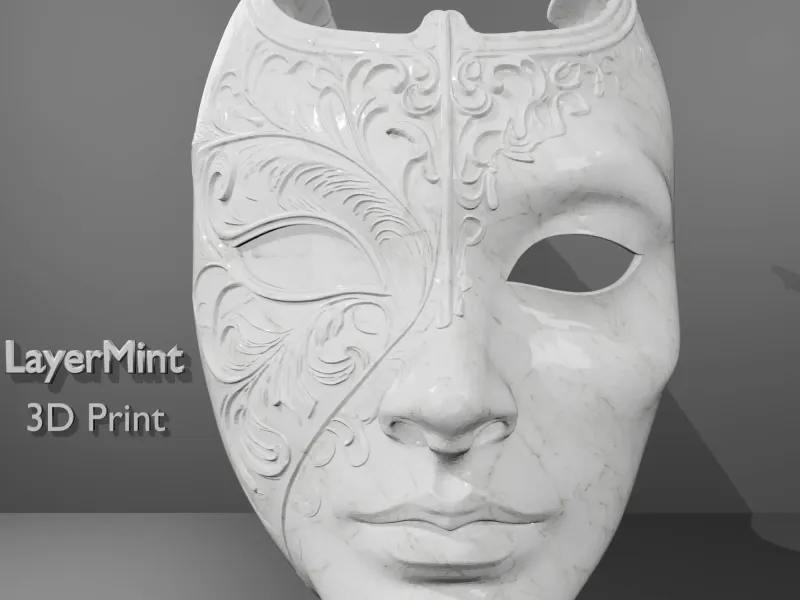 Elegant Decorative Half Face Mask | Highly Detailed 3D Print