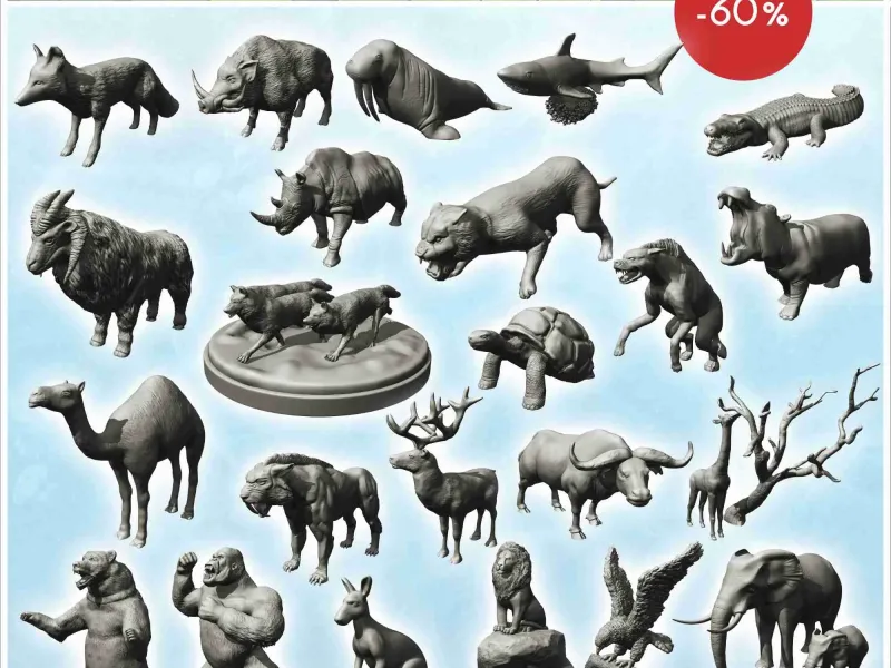 Pakket wilde dierfiguren nr. 1 - miniaturen dieren RPG-tafel