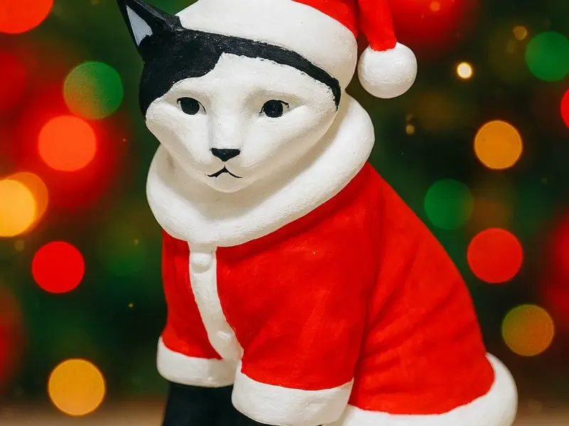 Gato Navideño Papá Noel