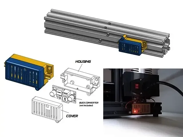 用于4040型材安装的LM2596外壳及盖板
