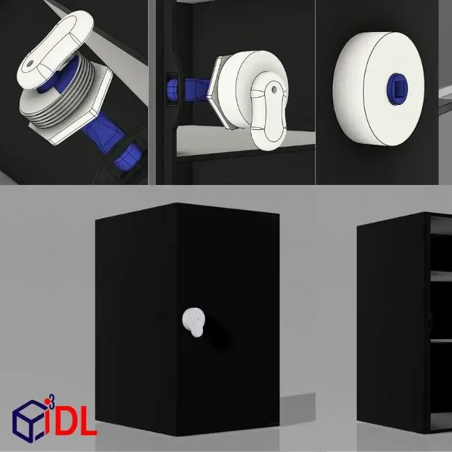 Armoire compacte avec porte et verrou rotatif