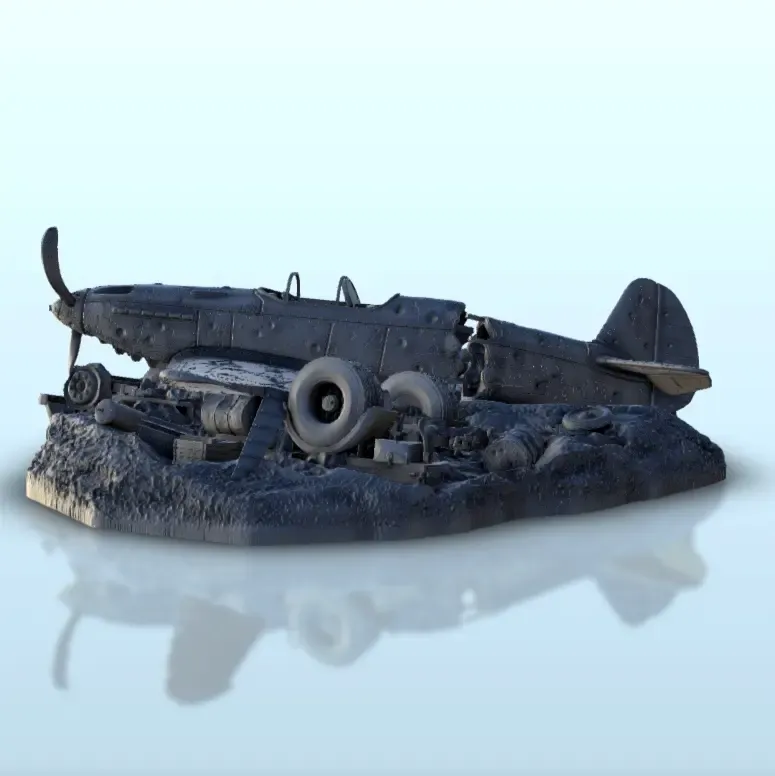 Airplane carcass of crashed Yakovlev Yak-3 - WW2 terrain
