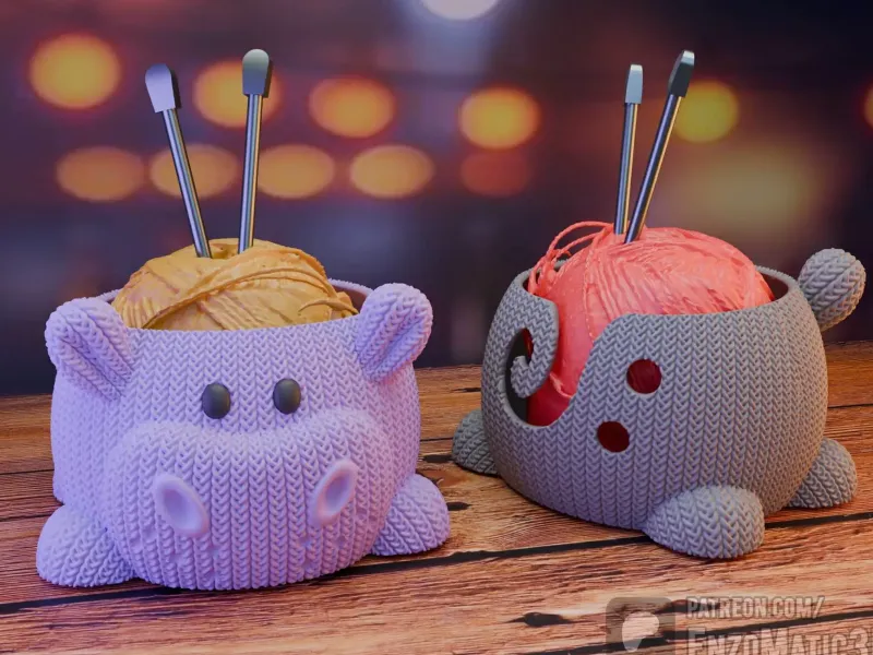 hippo - Crochet Yarn Bowl - 3MF, STL - Multiparts