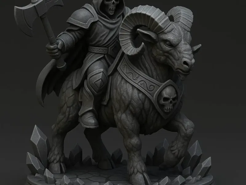 Deathram Rider – 3D Printable Undead Warlord Miniature