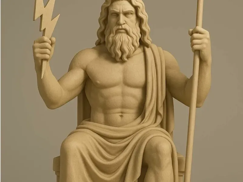 Zeus - Dios del Rayo (Escultura con relieve)