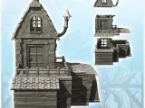 Medieval house with entrance under porch, two-storey terrace-1