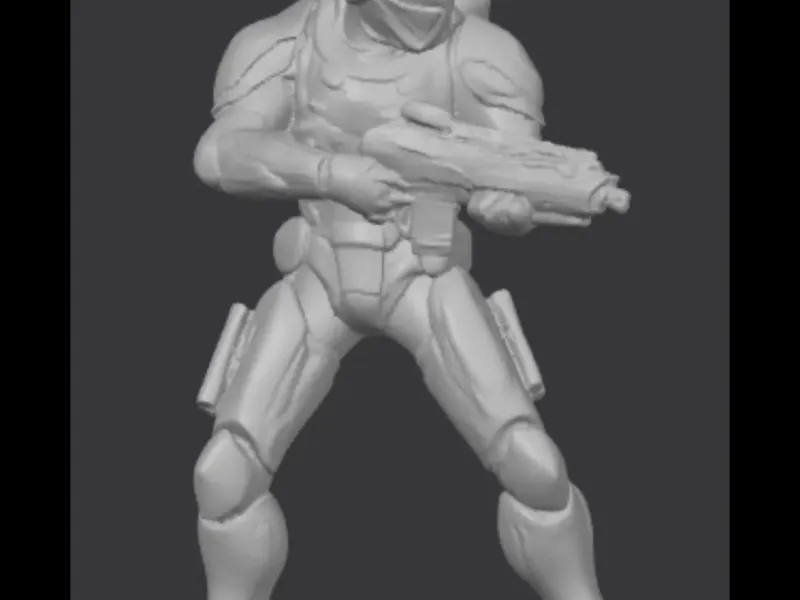 Space man with a rifle