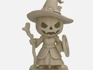 Pumpkin warlock Miniature 3D Printable D&D Character | Hallo